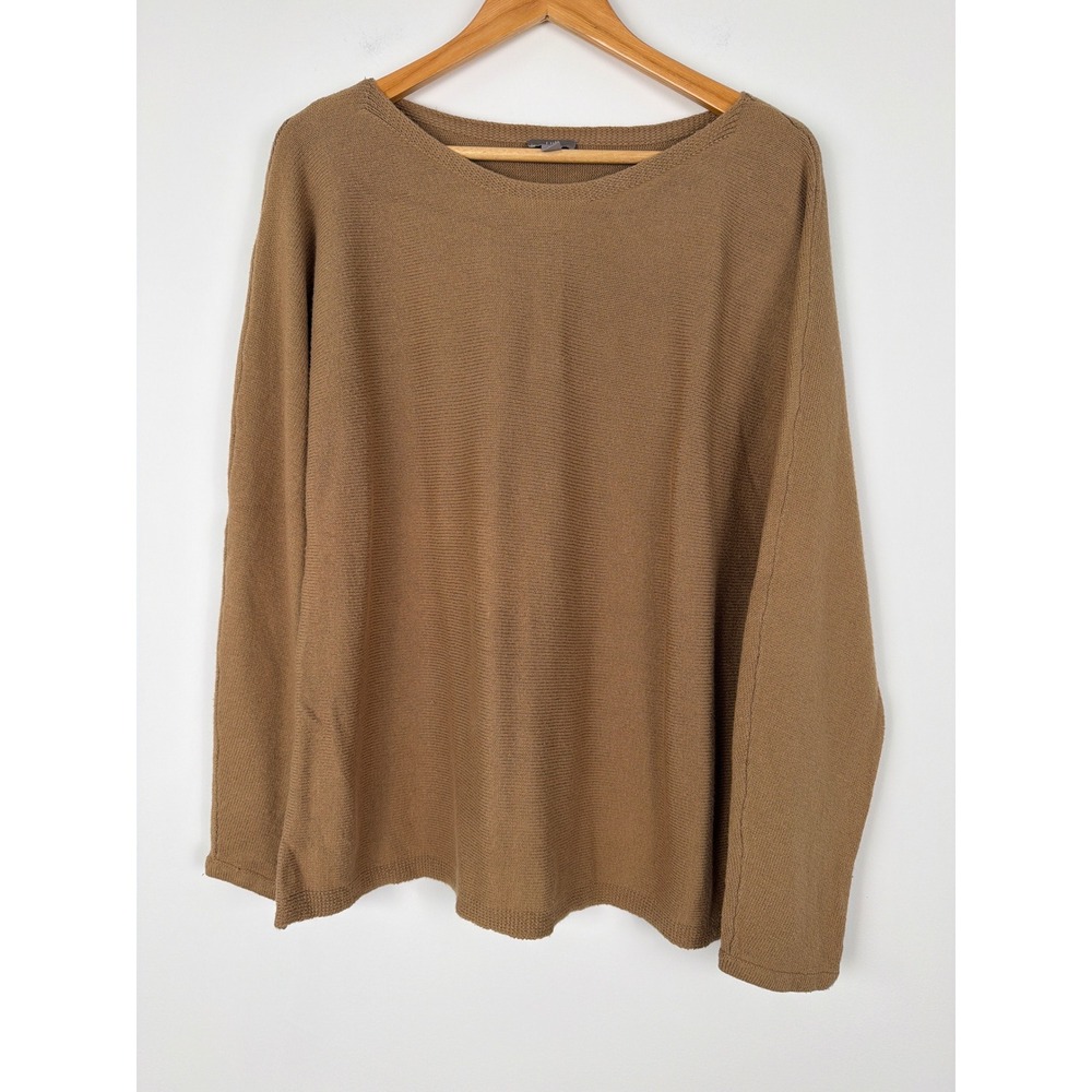 J.Jill Knit Sweater XL Brown Cotton Wool Blend Minimalist Coastal Capsule